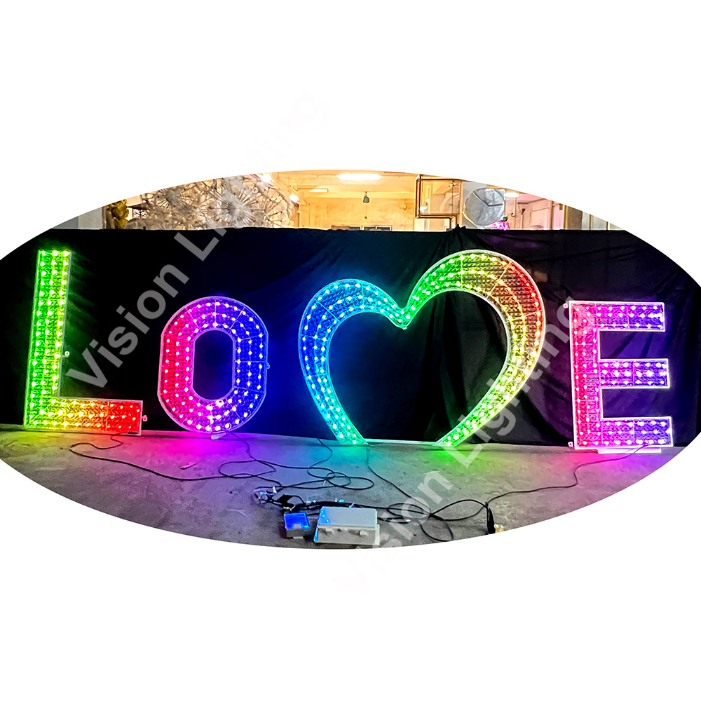 Decoração de escultura de carta personalizada Luzes de caracteres RGB para decoração ao ar livre