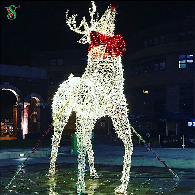 Luz de escultura de renas 3D grande ao ar livre para decoração de Natal