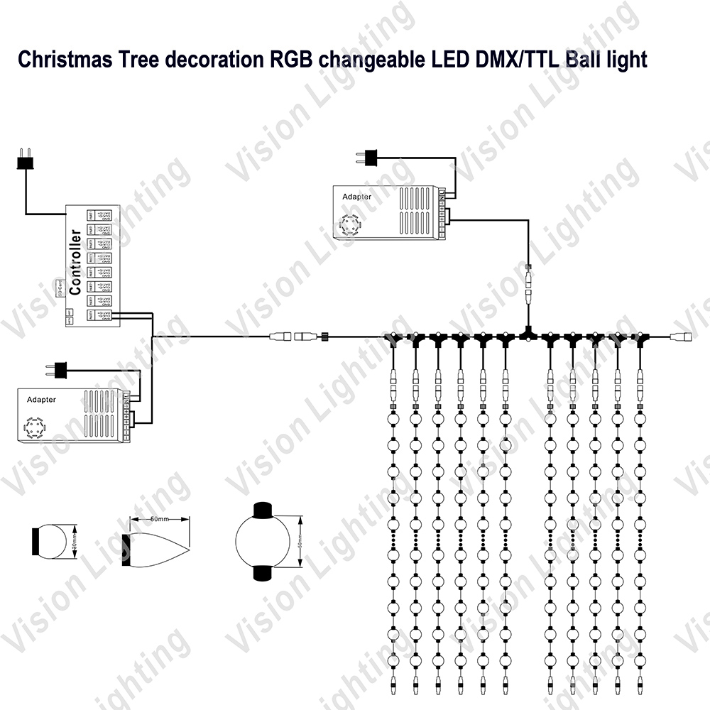 Programável WS2811 TTL pixels LED RGB Decoração de Natal IP65 bola de luz ao ar livre