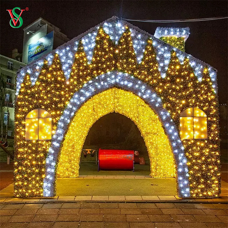 Luz de LED 3D grande ao ar livre com tema de casa de gengibre para show de luzes de Natal