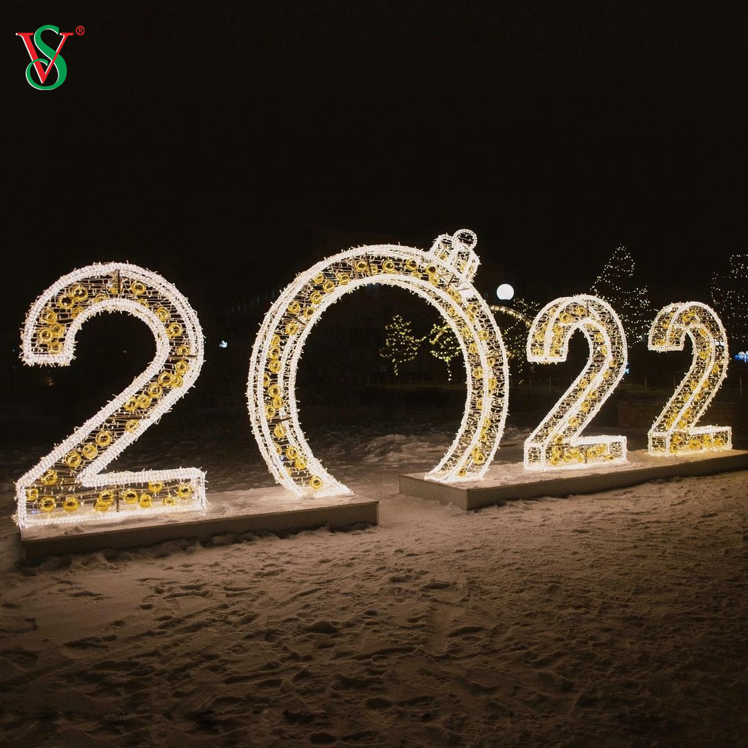 Luz de arco de tema ao ar livre 3D 2025 2024 2023 Luzes de motivos de arco de caminhada