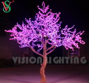 Árvore de flor de cerejeira artificial led rosa romântica para decoração de paisagem de jardim de parque de rua