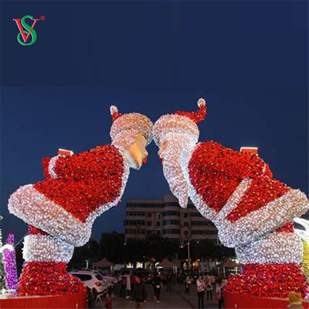 Luzes de motivos de esqui 3D ao ar livre, sentado no Papai Noel