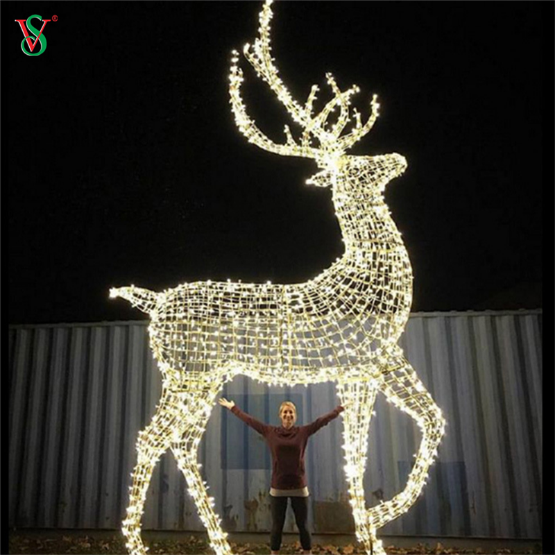 Luz de escultura de renas 3D grande ao ar livre para decoração de Natal