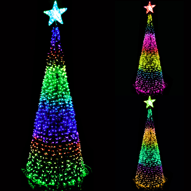 Motivo de paisagem personalizado decoração de natal ao ar livre dmx512 pixels programáveis ​​rgb luz da árvore