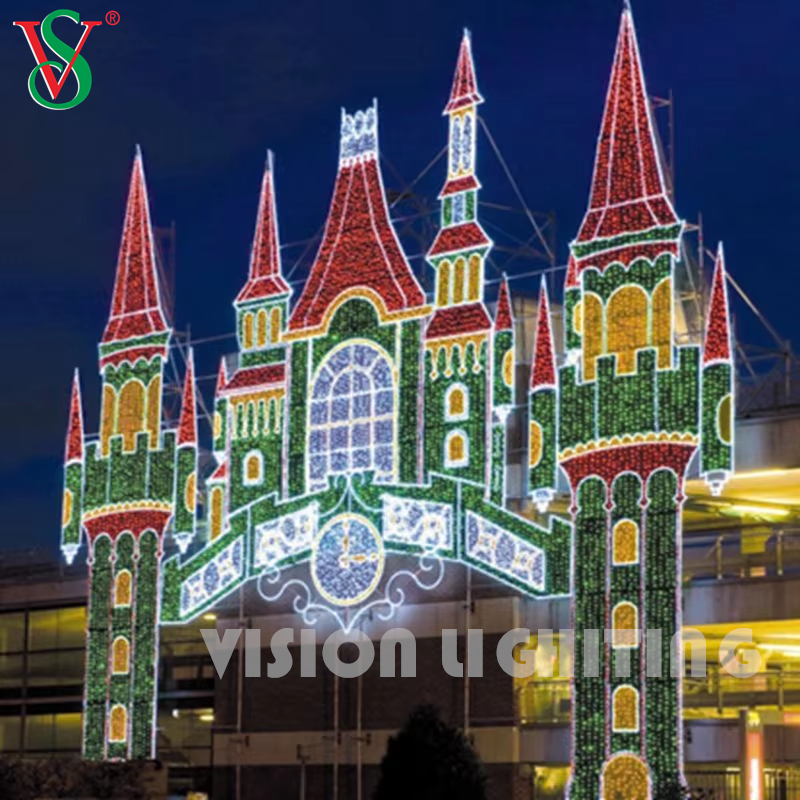 Grande Luz de Torre do Castelo LED 3D - decoração de férias ao ar livre para exibições comerciais de Natal