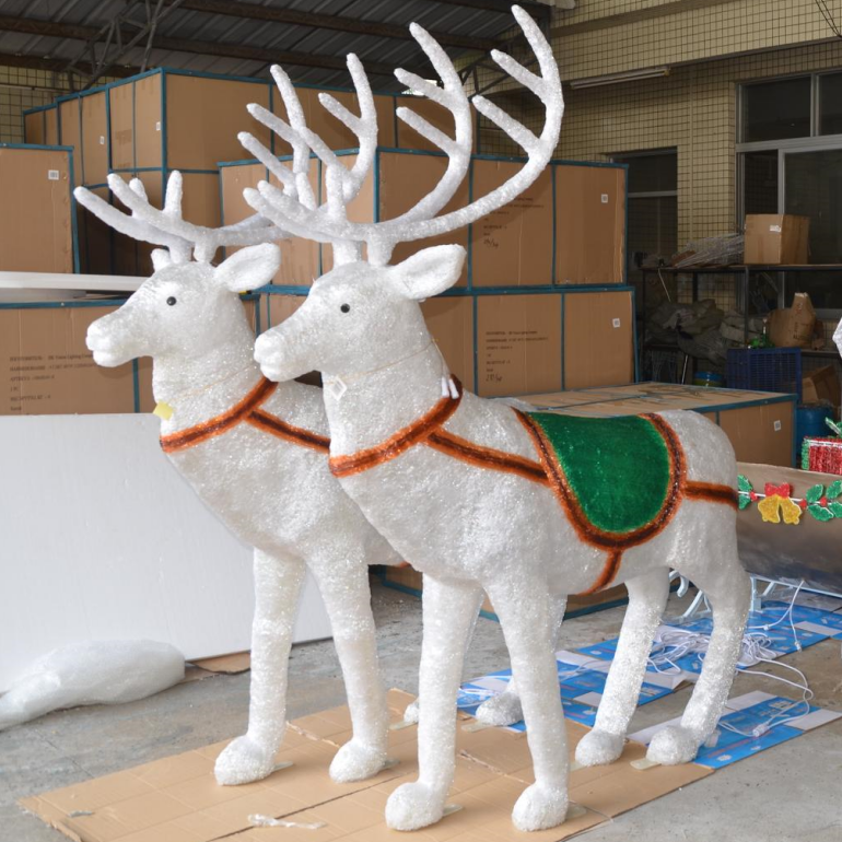 Motivo de rua do jardim ao ar livre rena de acrílico Santa Claus com luz de decoração de trenó