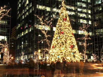 Luz da árvore de Natal na área pública ao ar livre