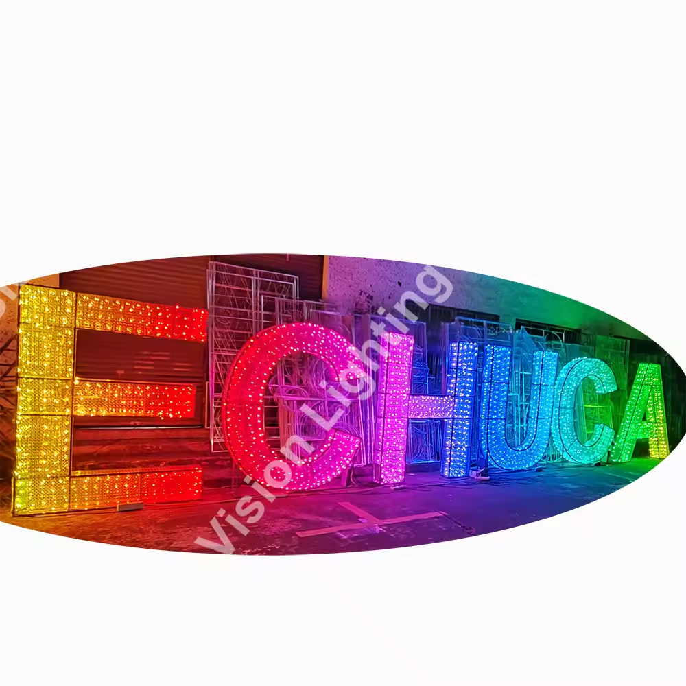 Decoração de escultura de carta personalizada Luzes de caracteres RGB para decoração ao ar livre