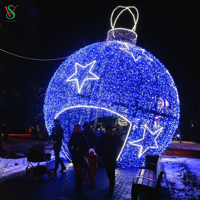 Luz de decoração de arco de bola 3D de LED gigante para exibição em shopping de Natal
