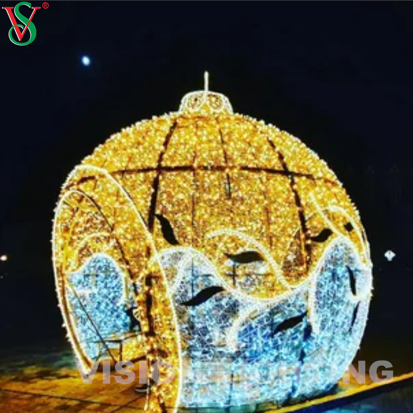 Bola guirlanda comercial ao ar livre luz 3D led arco bola decoração motivo natal luz