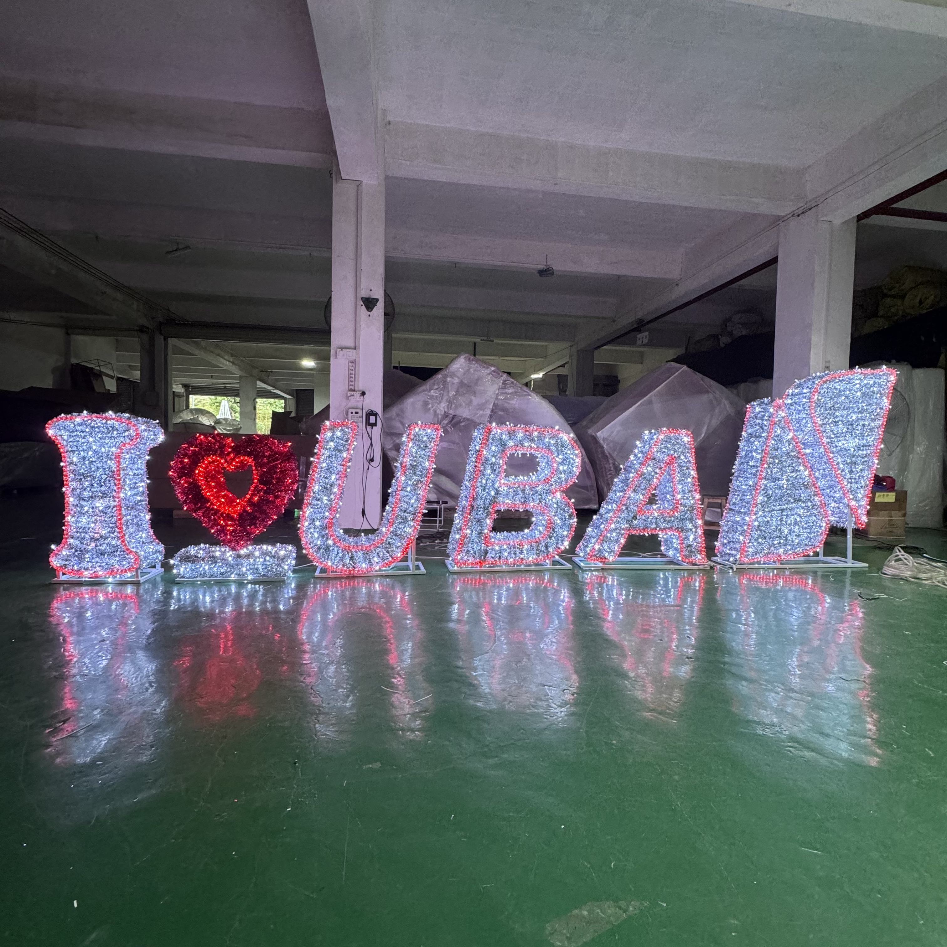 Placa de sinalização de Natal iluminada em 3D para exterior, luz de decoração com motivo LED