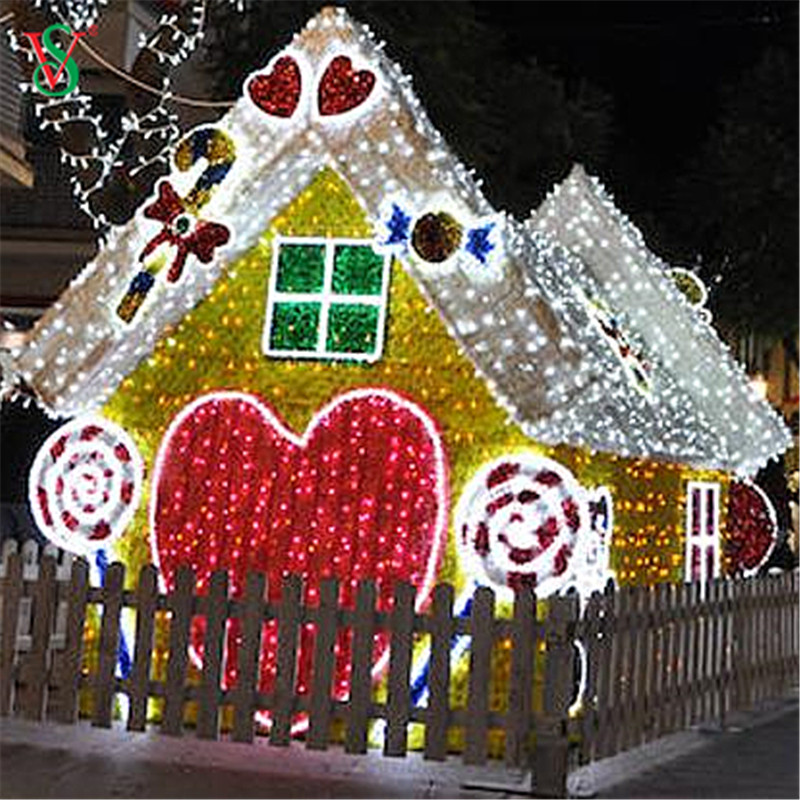 Luz de LED 3D grande ao ar livre com tema de casa de gengibre para show de luzes de Natal