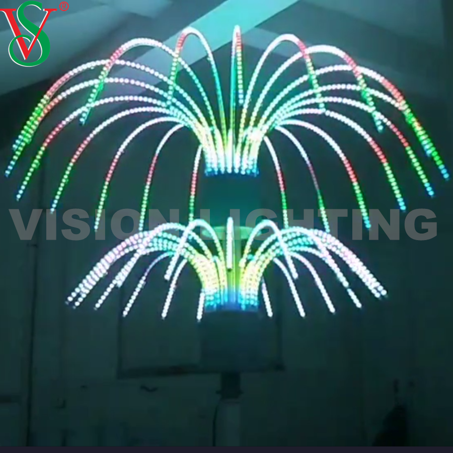 Decoração de Natal de LED ao ar livre 12V RGB Fireworks Tree Motif Light for Street