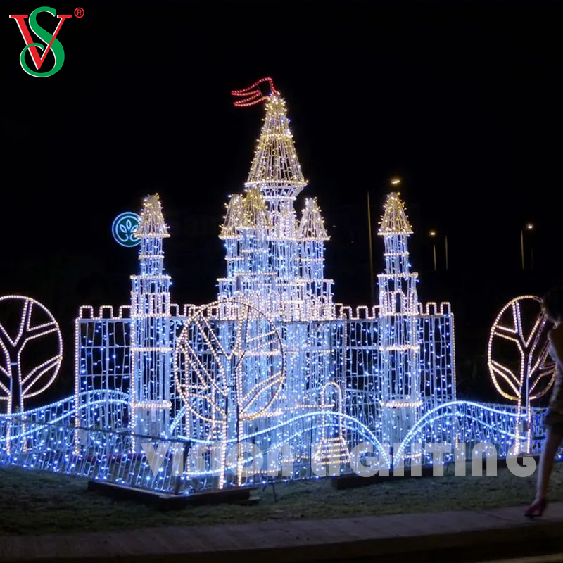 Grande Luz de Torre do Castelo LED 3D - decoração de férias ao ar livre para exibições comerciais de Natal