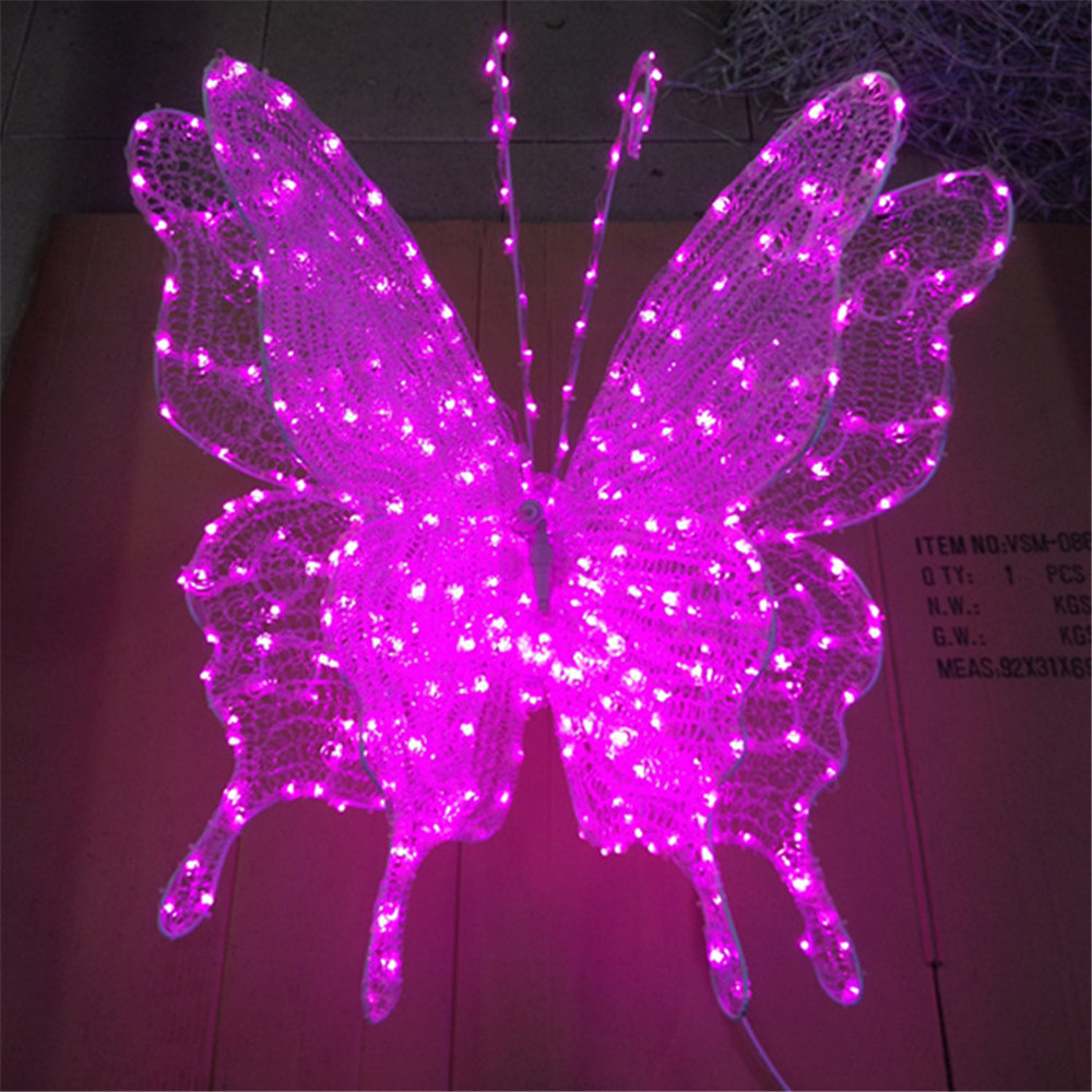 Decoração de borboleta iluminada RGB para casamento interno externo