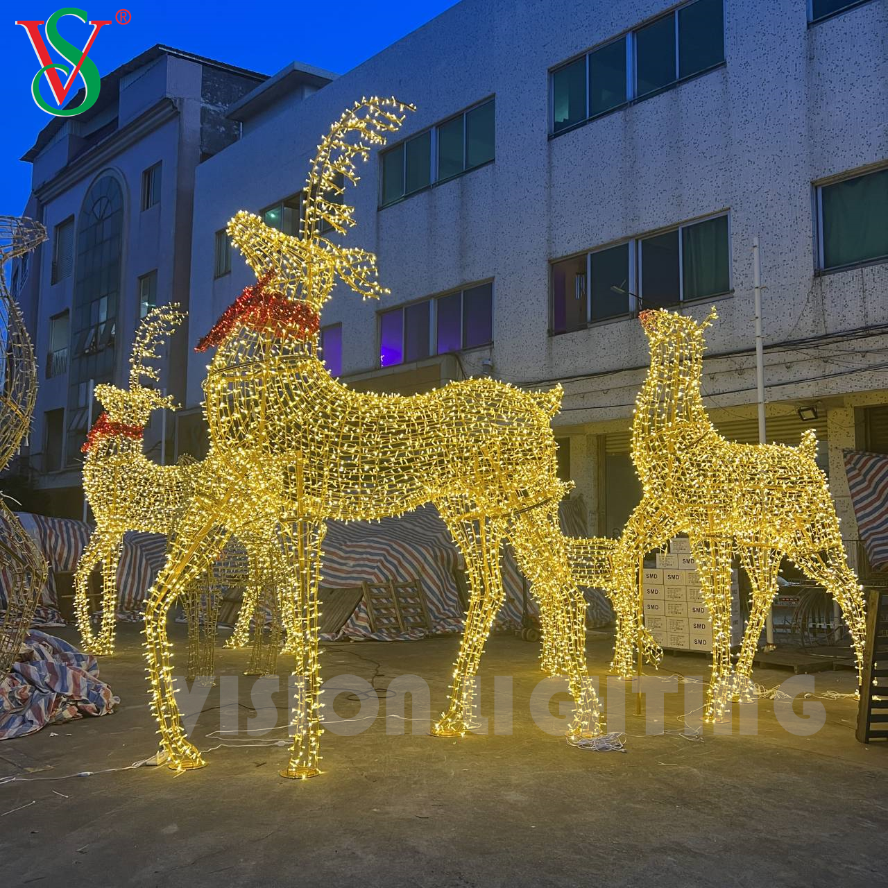 Grande 3D LED Rena Motif Light Outdoor Natal Decorativo Veado Iluminado