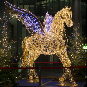 Escultura de cavalos de animais iluminados em 3D com luz de corda para decoração ao ar livre do Zoo Garden Park