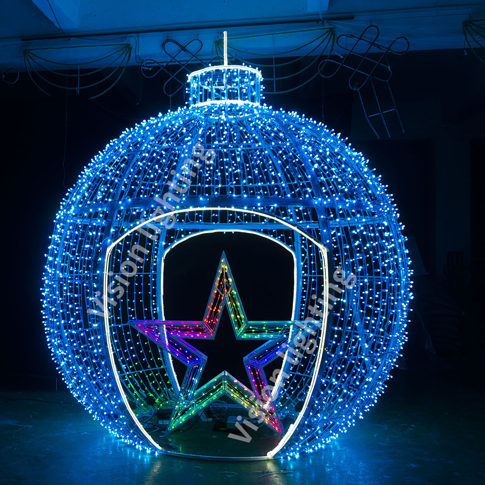 Decoração de natal Uso ao ar livre 3D pixels programáveis ​​rgb led bola arco motif luzes