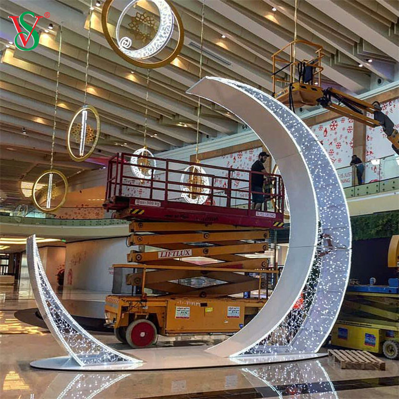 LED 3D Moon Star Motif Light para Ramadã Mubarak Eid Decoração de férias