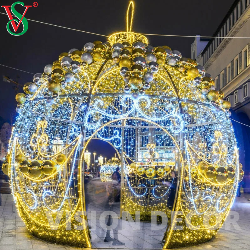 Bola guirlanda comercial ao ar livre luz 3D led arco bola decoração motivo natal luz