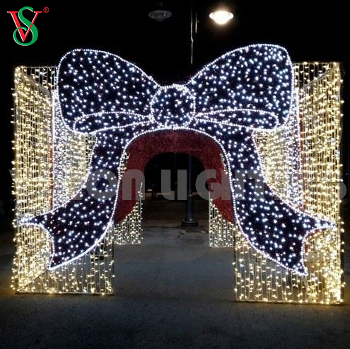 Decoração de natal ao ar livre 3D gigante iluminada caixa de presente com motivos de luzes para praça
