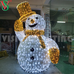 Estatueta 3D personalizada ao ar livre com iluminação de Natal Papai Noel boneco de neve luzes de escultura led