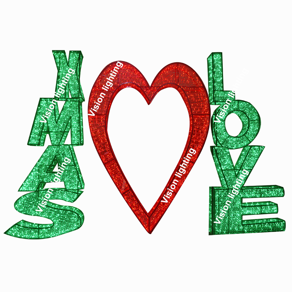 Decoração ao ar livre Paisagem IP65 Escultura 3D de alta qualidade led motivo de férias de Natal carta luz